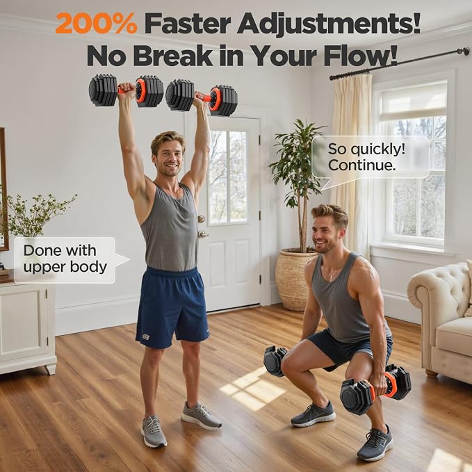 2026 FDB2 Updated Adjustable Dumbbell Set of 2, 5-in-1/10-in-1 Weights Dumbbell Set with Storage Box, 25lbs/55lbs Adjustable Weights with Anti-slip Silicone Grip, Weight Set For Home Gym Suit both Men and Women