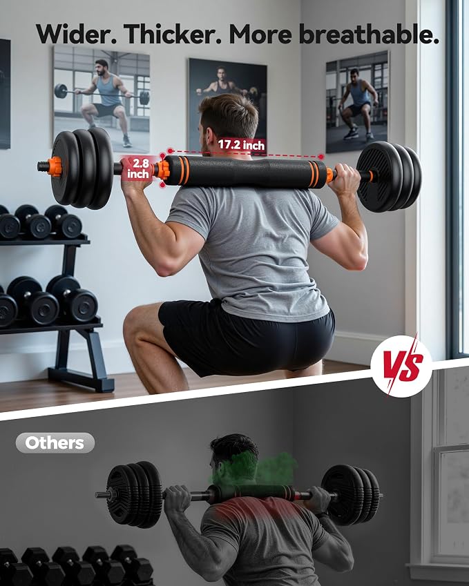 FEIERDUN DS2 Adjustable Dumbbells, 20/30/40/45/70/90lbs Free Weight Set with Connector, 5 in1 Dumbbells Set Used as Barbell, Kettlebells, Push up Stand, Weight Plate, Fitness Exercises for Home Gym Suitable Men/Women