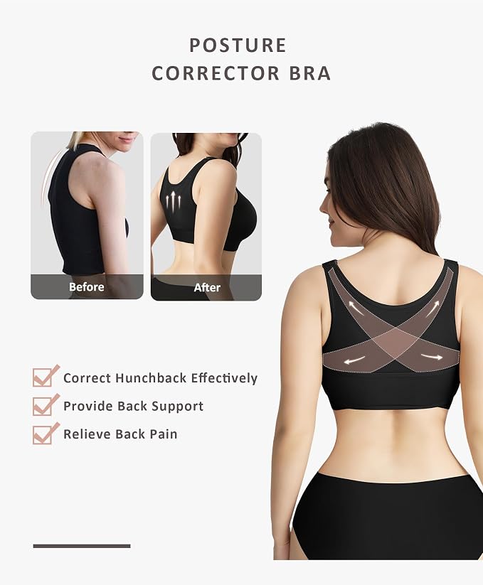FeelinGirl Arm Compression Sleeve Women Post Surgery Front Closure Bra | Arm Lipo Compression Garment, Seamless Arm Shaper for Flabby Arms, Lymphedema Compression, Breast/Back Support