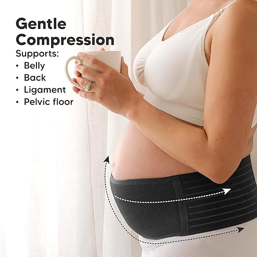 KeaBabies Pregnancy Belly Bands for Pregnant Women,1pk(Midnight Black, M/L) | Soft, Breathable, Maternity Belly Support Band, Easy Adjustable Maternity Belt for Back, Pelvic Support, Comfortable