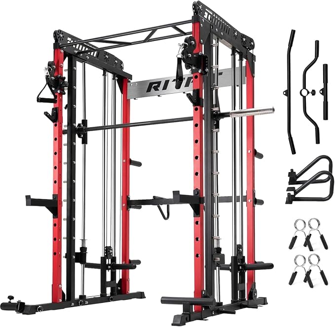 RitFit M1 Pro Smith Machine Cable Crossover Power Cage Home Gym