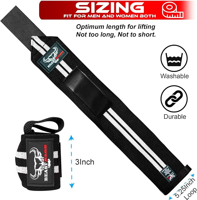 Wrist Wraps for Weightlifting - Adjustable Lifting Straps With Thumb Loop for Enhanced Gym Support, Powerlifting, Bodybuilding and Workout