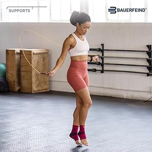 Bauerfeind Sports Ankle Support Dynamic - Ankle Compression Sleeve for Freedom of Movement - 3D AirKnit Fabric for Breathability - Premium Quality & Washable (M, Pink)
