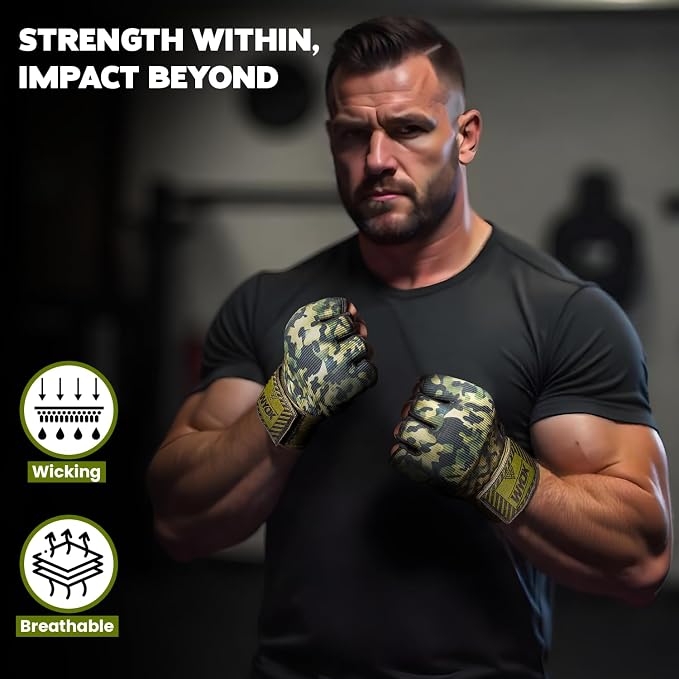 WYOX Neoprene Gel Boxing Hand Wraps Inner Gloves for Men & Women – 80cm/31in Quick Wrist Strap, Padded Knuckle Protection, Fingerless MMA Muay Thai Kickboxing Wraps for Training & Martial Arts