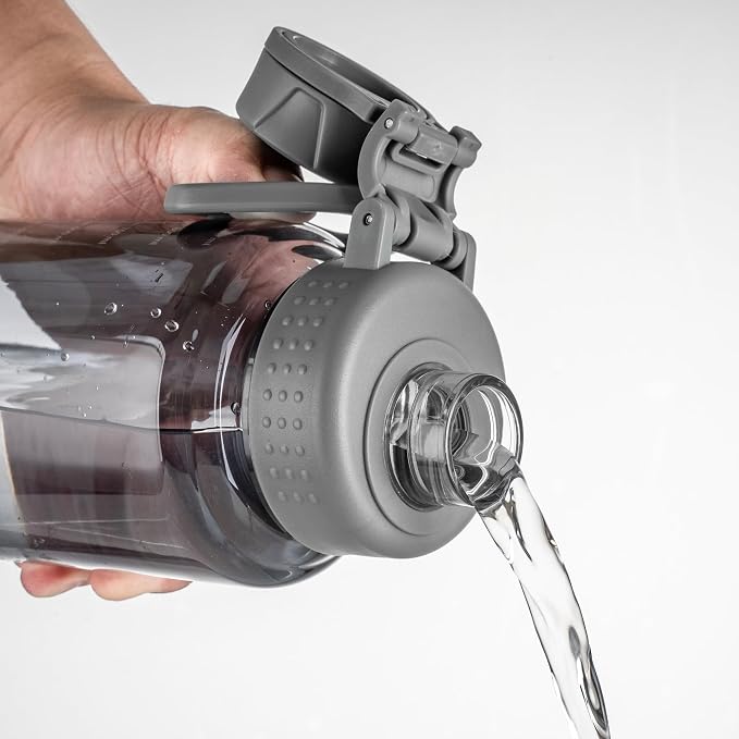 Fanhaw 32 oz Clear BPA-Free Tritan Water Bottle with Fast-Flow Spout Lid, BPA-Free & Leak-Proof Wide-Mouth Reusable Bottle for Gym, School & Office, Back to School Essentials (Gray)
