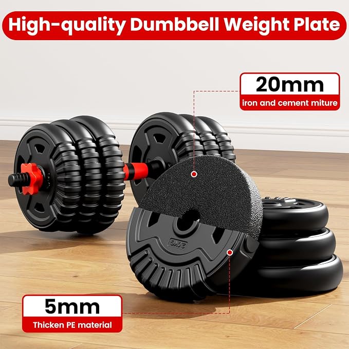 Adjustable Dumbbell Set,22/33/45/70/90lb Free Weight Set with Connector,5-in-1 Dumbbell Set for Barbells,Kettlebells,Push up Stand,Weight Plate,Fitness Exercises for Home Gym Suitable Men/Women