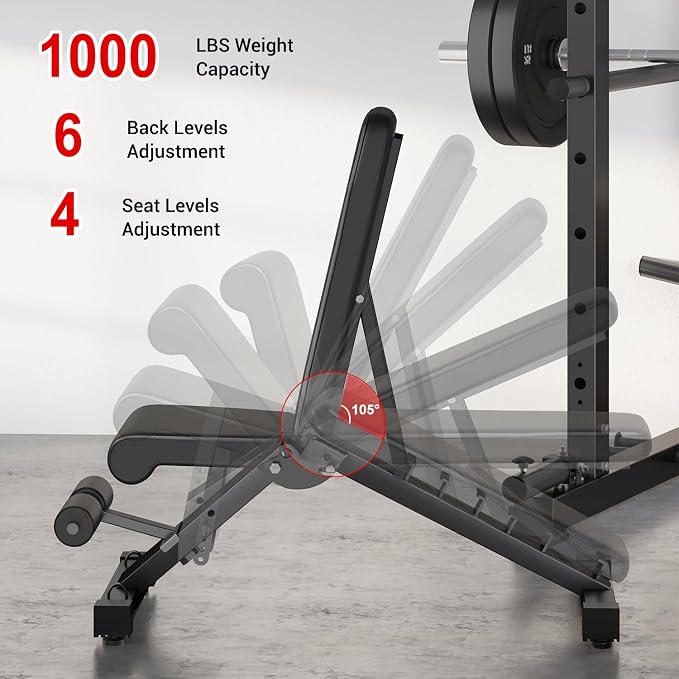 S1-V4 Smith Machine, 2000LBS Power Cage with Cable Crossover System, All-in-One Squat Rack with Smith Bar, Strength Training Equipment for Home Gym