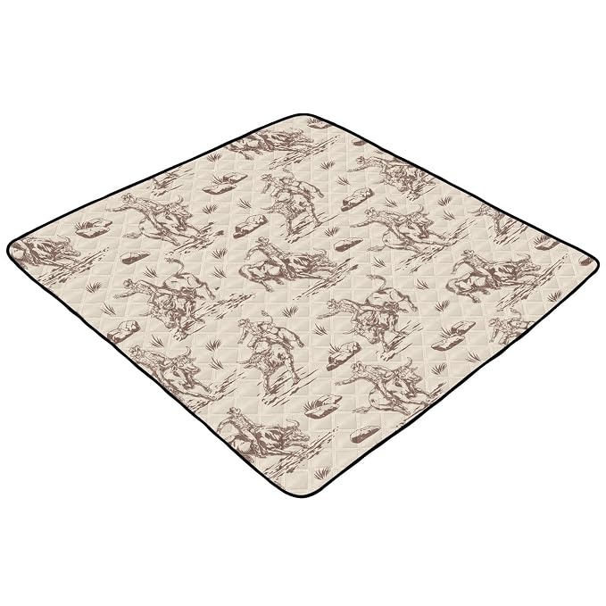 Baby Play Mat Western Cowboy Horse 50" X 50" Play Gym Crawling Mat Soft Non-Slip Portable Picnic Floor Mat for Infant, Babies, Toddler, Kids