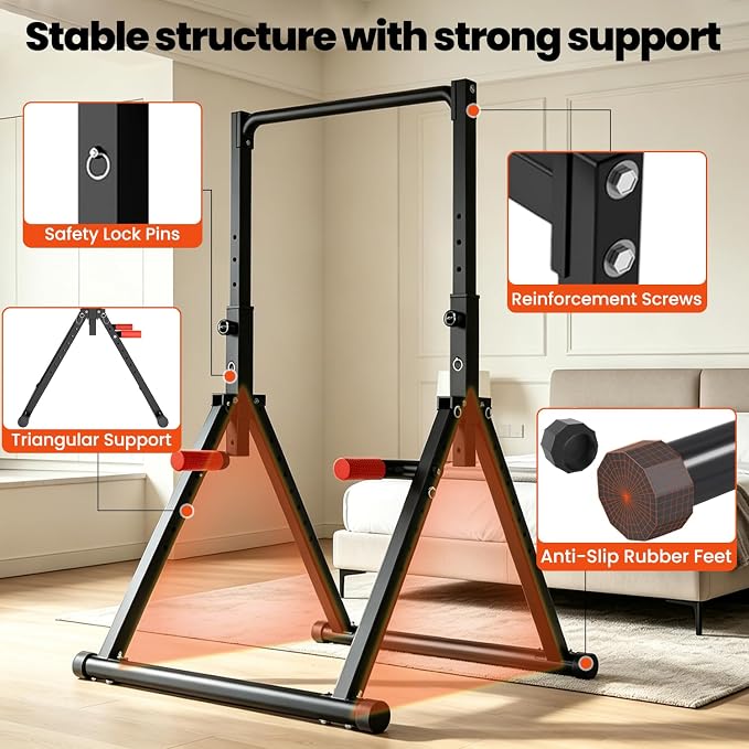 DOBESTS Power Tower Pull Up Bar Free Standing, Foldable Pull Up Station