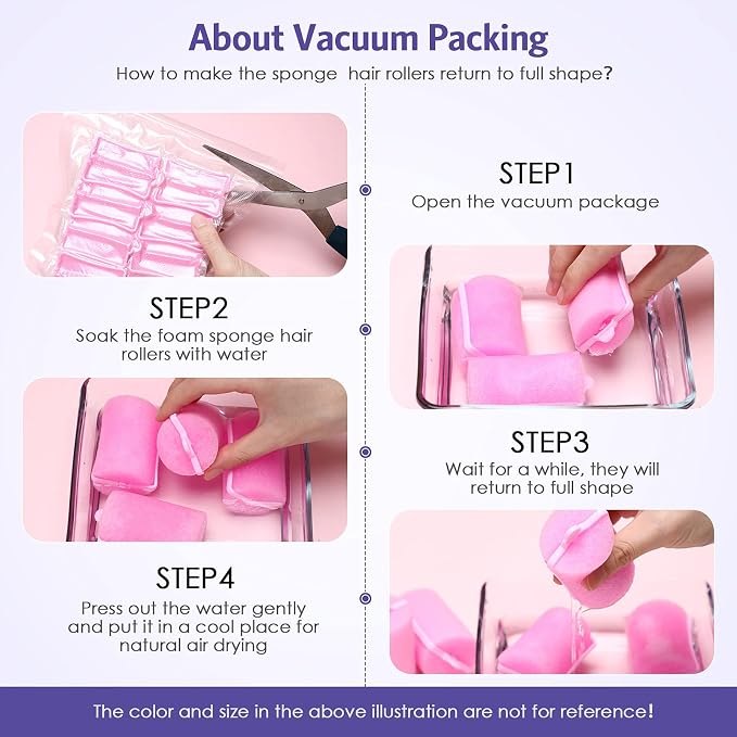 Syhood 12 Pcs Jumbo Foam Sponge Hair Rollers 1.89 Inch Soft Sleeping Curlers Flexible Large Foam Rollers and Rat Tail Comb for Hair Styling(Purple)