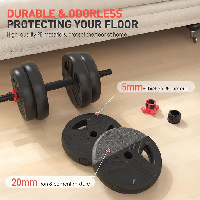 FDS4 Adjustable Dumbbell Set, 20/30/40/60/80 lb Free Weight Set with Connector, 3-in-1 Design for Dumbbell, Barbell, and Weight Plate Training, Home Gym Fitness Equipment for Men and Women