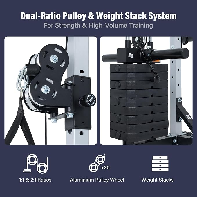 Major Fitness Drone MAX Power Rack with Weight Stacks, All-in-One Home Gym — 2500LB Capacity, Dual LAT Pull-Down & Cable Crossover, Heavy-Duty Full-Body Workout Power Cage
