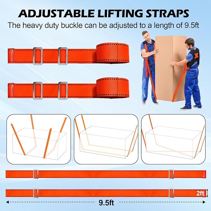 Upgraded Furniture Moving Straps with Chest Buckle, Adjustable Shoulder Moving Lifting Straps for 2 Movers,Move Furniture, Appliances, Mattresses,Heavy Objects Safely,up to 1000lbs