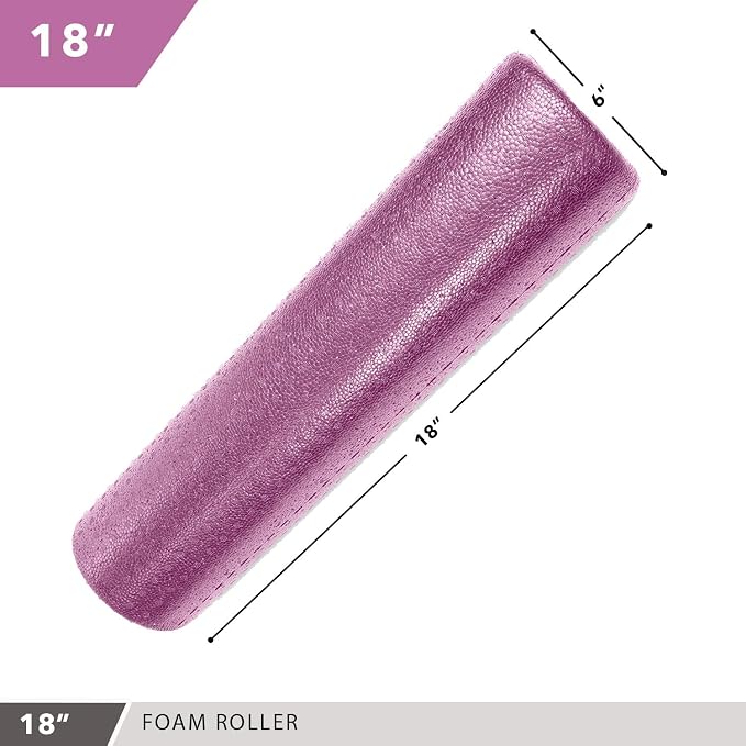 Day 1 Fitness High Density Muscle Foam Rollers - Sports Massage Rollers for Stretching, Physical Therapy, Deep Tissue, Myofascial Release - Ideal for Exercise and Pain Relief – Solid Purple, 18”