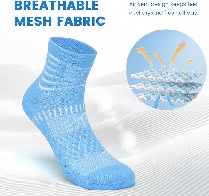 IRAMY Ankle Compression Socks for Women Men Plantar Fasciitis Relief 3/5 Pairs Cushioned Athletic Running Socks