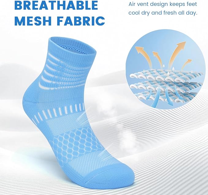 IRAMY Ankle Compression Socks for Women Men Plantar Fasciitis Relief 3/5 Pairs Cushioned Athletic Running Socks