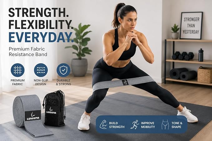 Premium 76" Extra Long Resistance Band for Working Out, 3" Wide Non-Slip Fabric Exercise Band for Stretching, Yoga, Strength Training & Physical Therapy