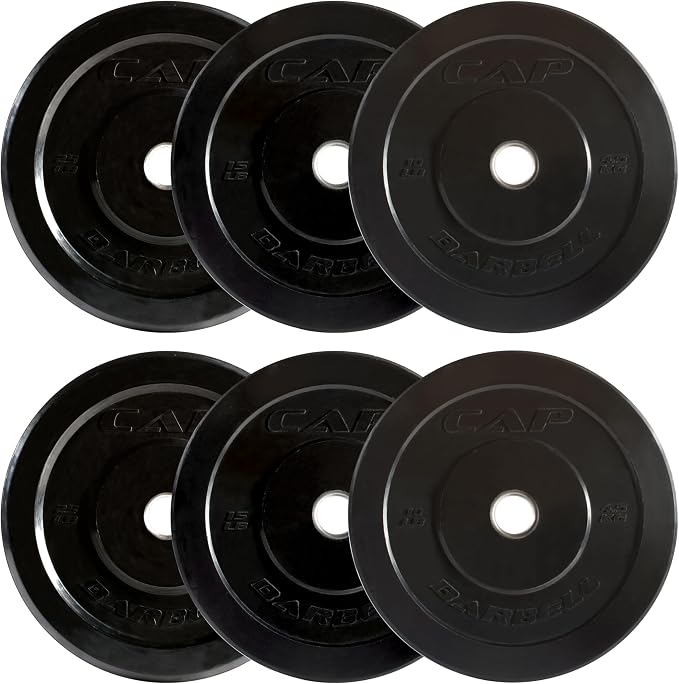 CAP 2-inch Olympic Bumper Plate Weight Set | 100-370 lbs | Multiple Colors | Storage Rack Optional