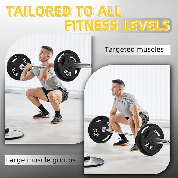 Fitvids Standard Cast Iron 1-Inch Weight Plates for Strength Training & Weightlifting, 35LB/70LB/120LB