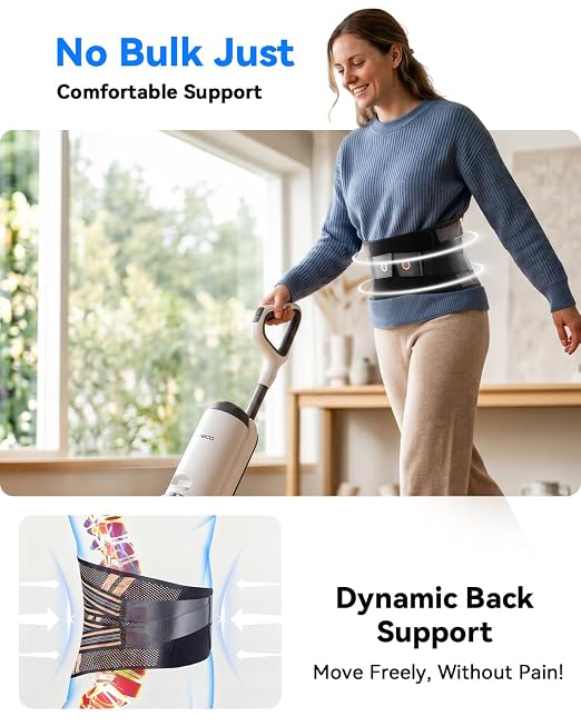 Ultra Breathable Back Brace for Lower Back Pain Relief,[Medical Grade & Copper Infused] Lumbar Support Belt with Bionic Support System,Back Support Brace for Sciatica,Herniated Disc,Men&Women,Chest Brace(Large)