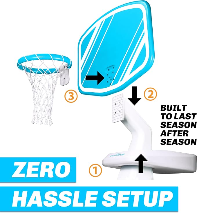 GoSports Splash Hoop PRO Pool Basketball Game – Modern Poolside Basketball Hoop with Backboard, Ball & Pump – Swimming Pool Basketball Hoop for Inground & Above Ground Pools