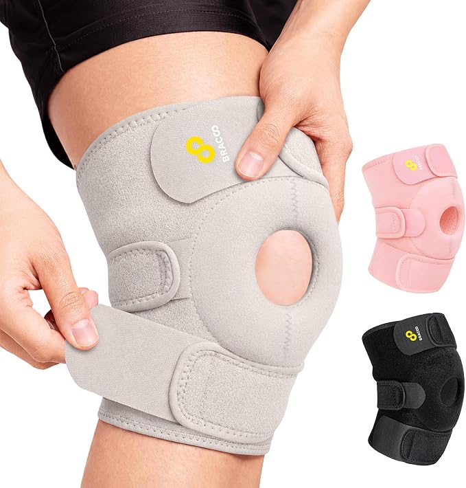 Bracoo Knee Support Brace for Men Women, Adjustable Compression Sleeve Wrap Patellar Pad Tendon - Arthritis Pain, meniscus tear, Injury Recovery, Running, Workout, KS10