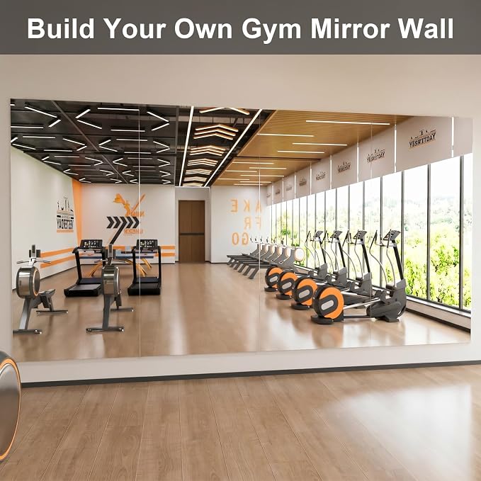 brisafe Gym Mirror, 48"x24" 2-Pack Magnetic No-Drill Wall Mirror | Shatterproof Nano Safety Mirror, Lightweight, Reduces ER bills，True Reflection, for Gym & Dance