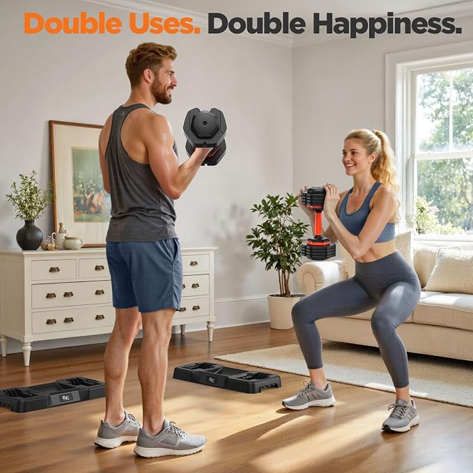 2026 FDB2 Updated Adjustable Dumbbell Set of 2, 5-in-1/10-in-1 Weights Dumbbell Set with Storage Box, 25lbs/55lbs Adjustable Weights with Anti-slip Silicone Grip, Weight Set For Home Gym Suit both Men and Women