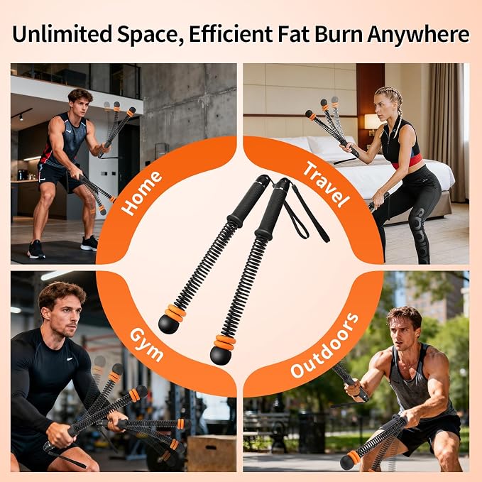 Ropeless Battle Rope, Portable Adjustable Strength Training for Home Gym | Quiet Apartment Friendly, Upgraded Cordless Heavy-Duty Weighted, Full Body HIIT Workout with Storage Bag for Men and Women
