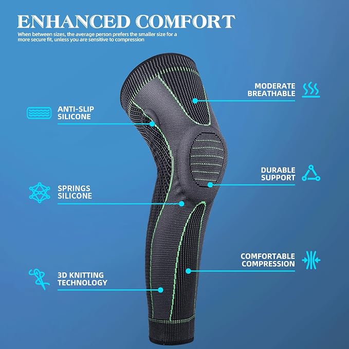SKDK Full Leg Sleeves Long Compression Leg Sleeve Knee Sleeves Protect Leg, for Man Women Basketball, Arthritis Cycling Sport