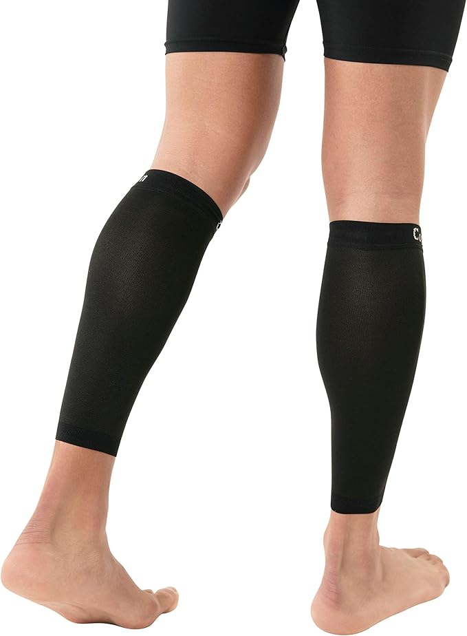 Copper Compression Calf Sleeves for Shin Splints, Varicose Veins, Arthritis, Sprains, Running, Cycling - Men & Women - 1 Pair