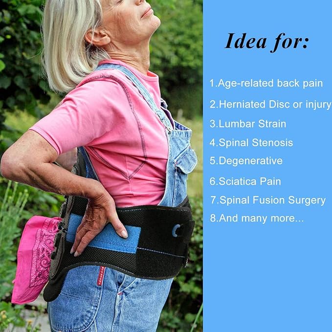 2.0 Version LSO Back Brace with Maximum Decompression Plate(L/XL fit 35-47) | Comfort Curve Back Support New Added with Foam Pad, Dual Pulley System Lumbar Support Belt for Lower Back, Spine, Disc