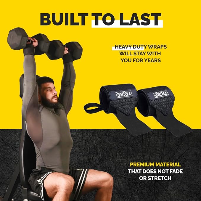 21-Inch Wrist Wraps and 24-Inch Lifting Straps Set for Weightlifting | Heavy-duty wrist support wraps, anti-slip silicone grip straps with padded loops, reinforced stitching for heavy lifts