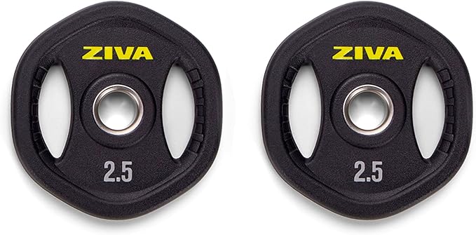 ZIVA 35lb Studio Barbell Weight Set – Adjustable Home Gym Kit with Standard Rubber Urethane Plates, 5' Chrome Bar (1.18" diam) & Collars | Extra Plates Not Included