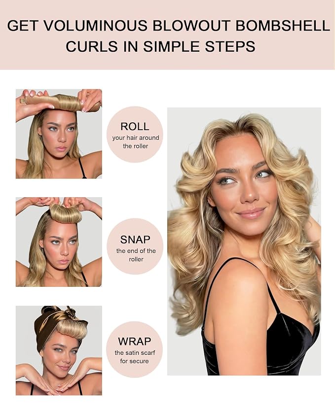 Classic Heatless Curls Overnight Rods No Heat Hair Curlers to Sleep Jumbo Foam Large Hair Rollers for Medium Long Hair Blowout Look, Heatless Flexible Curling Rod Set with Satin Wrap for Sleeping