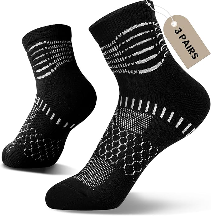 IRAMY Ankle Compression Socks for Women Men Plantar Fasciitis Relief 3/5 Pairs Cushioned Athletic Running Socks