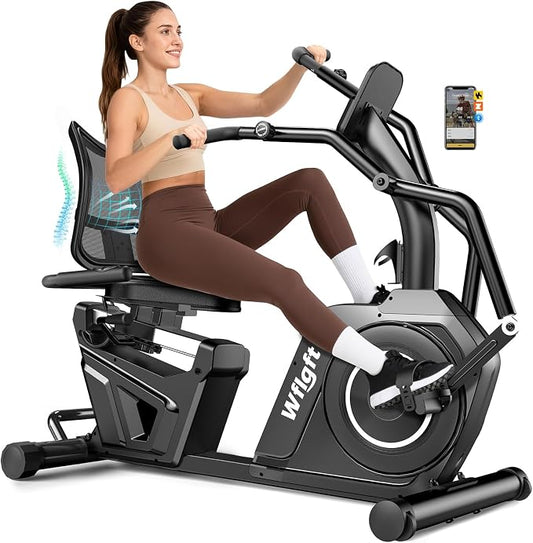 Recumbent Exercise Bikes for Home,Stationary Bike with Arm Exerciser | Smart Bluetooth App, 450LBS Capacity, 16 Level Magnetic Resistance, LCD Monitor, Home Rehab for Seniors Adults