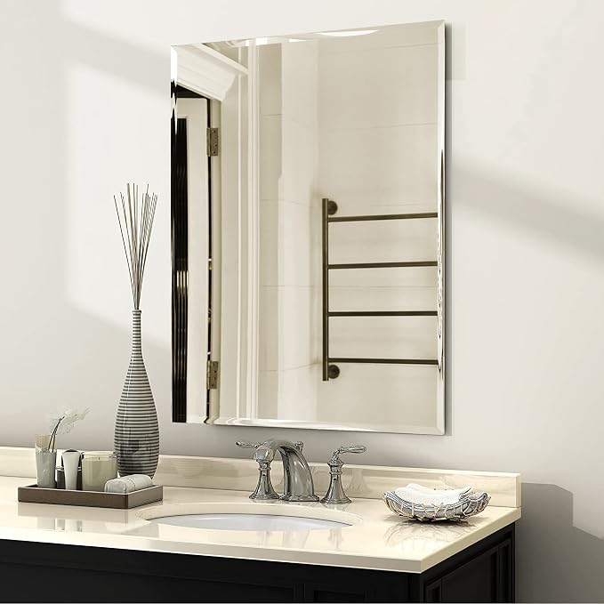 Fab Glass and Mirror Custom Mirror Panels Cut to Size - 1/4” Thick Custom Size Frameless Gym Mirrors, Vanity Mirror - 1" Beveled Edge Mirrors