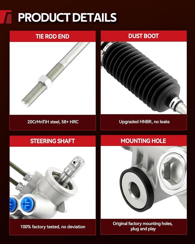Torchbeam Power Steering Rack & Pinion Assembly Fit for 1997-2004 Dakota RWD, 1999-2003 Durango RWD, Hydraulic System Steering, Replaces OEM 97-338