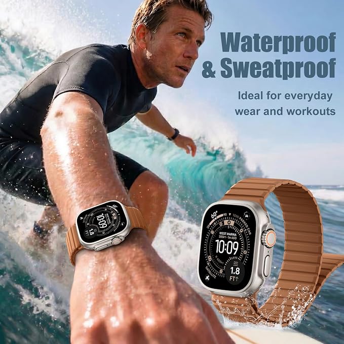 Magnetic Sport Silicone for Apple Watch Ultra 3 2 Band 49mm 46 45 44mm Men | Upgraded Magnet,Two-Tone Design,Waterproof,Soft Loop Strap for iWatch Ultra 3/2 Series 11 10 9 8 7 6 5 4 SE 46mm 45mm 44 49