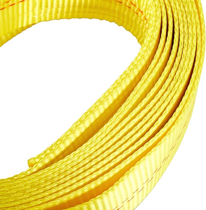 Pindex 2 Pack 2" x 8' Upgrade Web Lifting Sling & 1/2" D Ring Shackle 13000 Lbs Breaking Force 3500 Lbs Pulling Forces Lift Sling Straps for Rocks Trees Mowers Tool in Trailers Tractors Trucks, Yellow