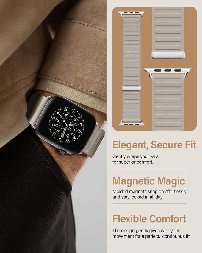 Magnetic Link Sport Band Compatible with Apple Watch Bands for Men Women | Patented Solo Loop Band 40mm 38mm 41mm 44mm 45mm 42mm 49mm, Sport Strap for iWatch Series 11 10 9 8 7 6 5 4 3 2 1 Ultra SE