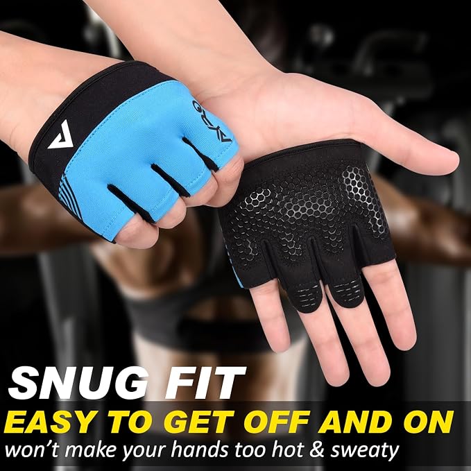 AYRO Workout Gloves for Men & Women, Minimal Short Partial Gym Gloves, Weight Lifting Gloves with Full Palm Protection, Extra Grip Pads & Hand Support for Training & Fitness
