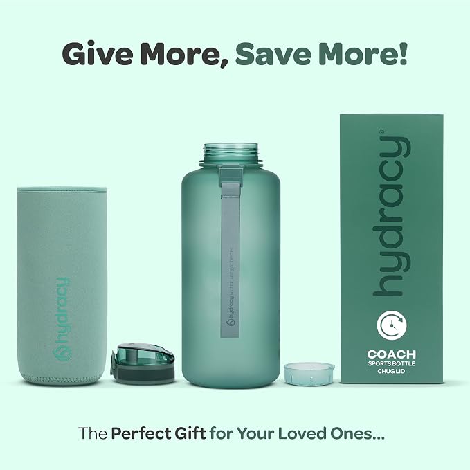 Hydracy Motivational Water Bottle with Time Marker & Fruit Infuser 64 oz | BPA-Free Tritan, Leakproof Flip-Top Lid,No-Sweat Sleeve,Carry Strap,Daily Intake Tracking for Gym,Sports,Outdoors