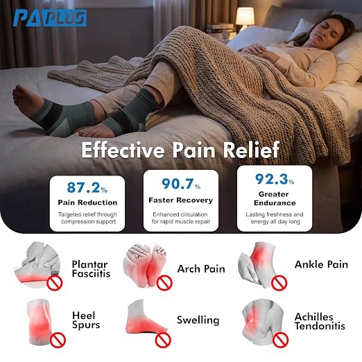 PAPLUS 6 Pairs Compression Socks with Arch Support for Plantar Fasciitis | Ankle Brace for Achilles Tendonitis, Heel Pain, Arthritis, Plantar Fasciitis Relief, Foot Compression Sleeve for Women, Men