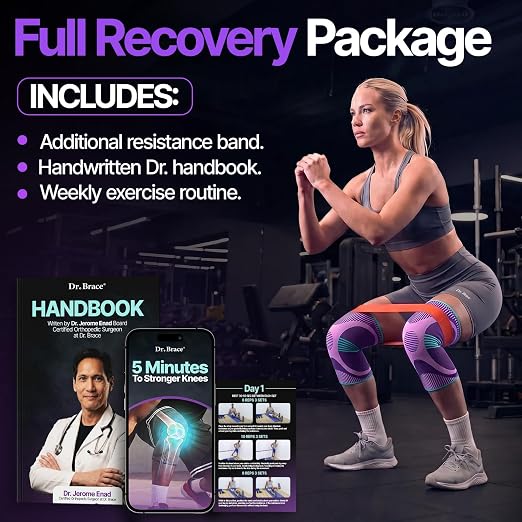 DR. BRACE Elite Compression Knee Brace for Women & Men, (2-Pack) Knee Support Compression Sleeve, Workout Sports Knee Braces for Meniscus Tear, ACL & Arthritis Pain Relief - Check Size Guide Video (Galaxsis, Medium)