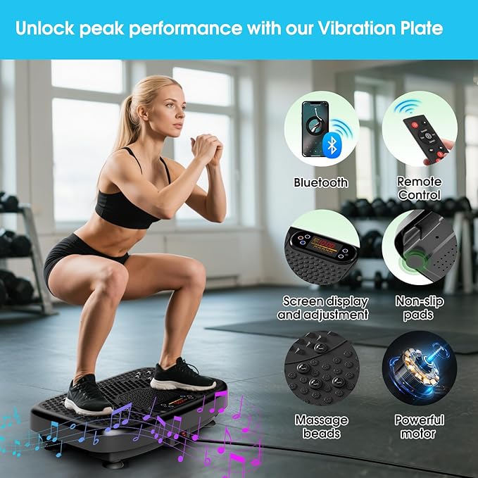 SoftGym Vibration Plate Exercise Machine for Lymphatic Drainage & Fitness | Quiet Heavy Duty 450lbs Capacity Platform, 120 Speeds Shake Machine with Resistance Bands for Home Muscle Activation