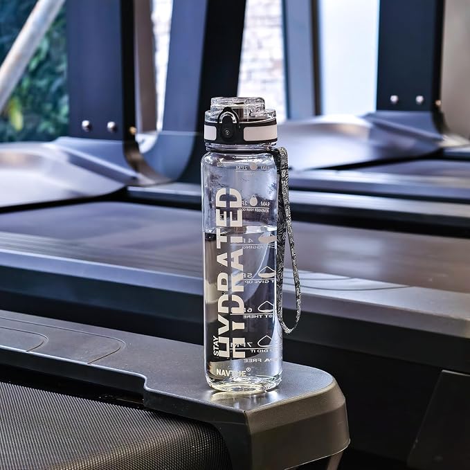 Water Bottle 32 oz Motivational Time Marker Tritan Bottle | BPA-free Tritan water bottle with time marker leakproof Lightweight portable Easy Clean Brush for Gym, Travel, School, Office