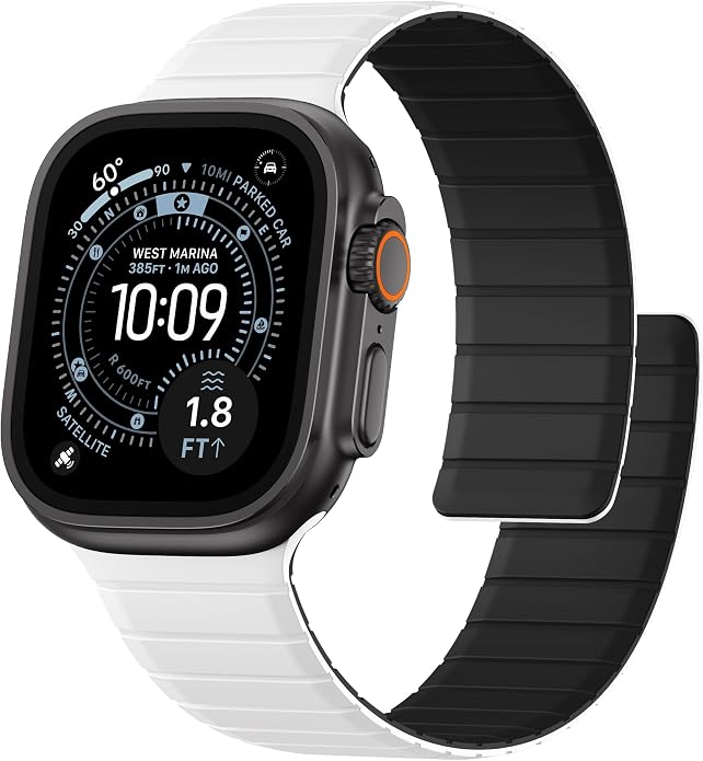 SNBLK Magnetic Band Compatible with Apple Watch Bands for Men 44mm 45mm 46mm 49mm 42mm 41mm 40mm 38mm Women, Secure Silicone Sport Loop Magnet Strap for iWatch Ultra 3 2 1 SE Series 11 10 9 8 7 6 5 4