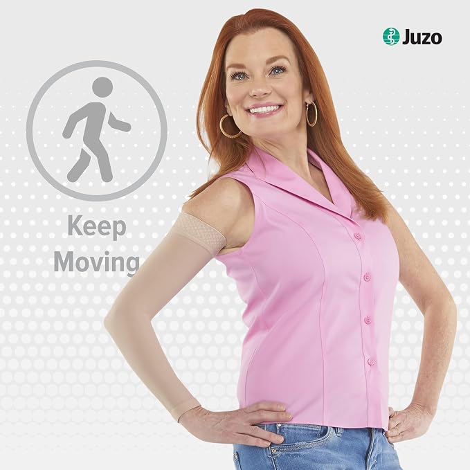Juzo Soft 2001 Compression Arm Sleeve 20-30 mmHg, Long | Silicone border, ultra-soft, breathable, medical compression arm sleeve, opaque knit, high wearing comfort